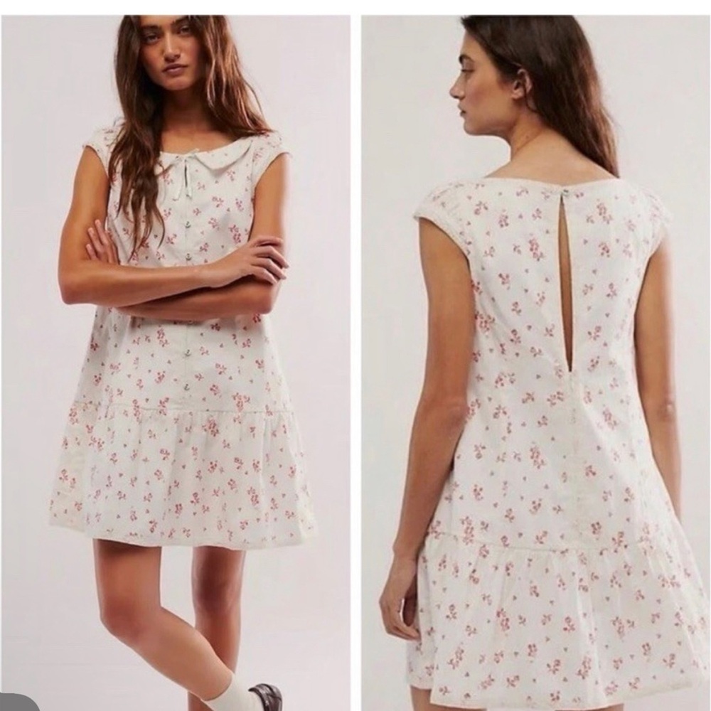 NWT Free People Dresses Free People Beasley Mini Dress, In Ivory Combo XS Floral